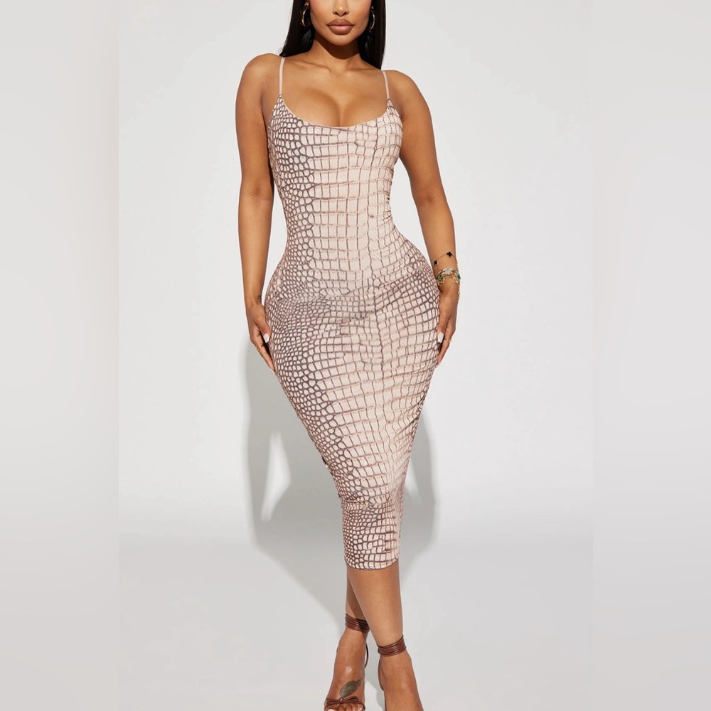 Midi Snake Inspired Nude Dress size Medium